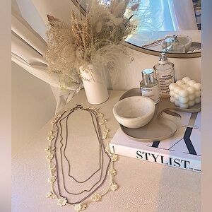 Free People x Juliet & Company Layered Crochet Daisy & Gold Chain Necklace
